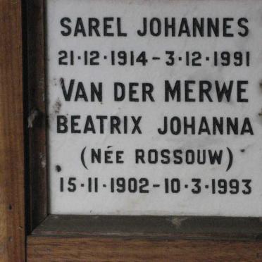 MERWE Sarel Johannes, van der 1914-1991 &amp; Beatrix Johanna ROSSOUW 1902-1993