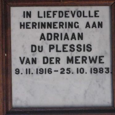 MERWE Adriaan Du Plessis, van der 1916-1983