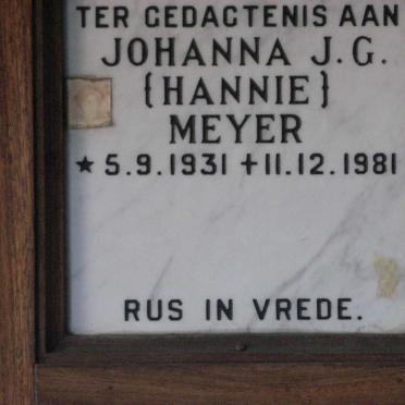 MEYER Johanna J.G. 1931-1981