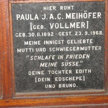 MEIHOFER Paula J.A.C. nee VOLLMER 1892-1968
