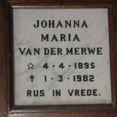 MERWE Johanna Maria, van der 1895-1982
