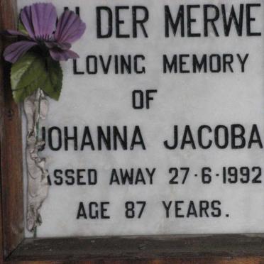 MERWE Johanna Jacoba, van der -1992