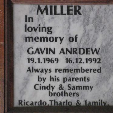 MILLER Gavin Anrdew 1969-1992