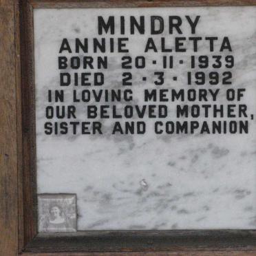 MINDRY Annie Aletta 1939-1992