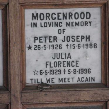 MORGENROOD Peter Joseph 1926-1988 &amp; Julia Florence 1929-1996