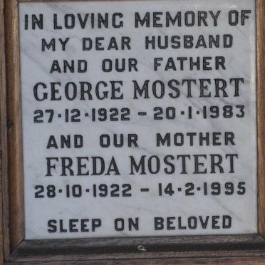 MOSTERT George 1922-1983 &amp; Freda 1922-1995