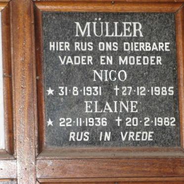MULLER Nico 1931-1985 &amp; Elaine 1936-1982