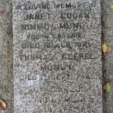 MUNDY Thomas Alfred -1945 &amp; Janet Logan Nimmo CROSBIE -1945 :: MUNDY Roy Gordon Crosbie -19??