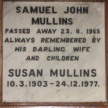MULLINS Samuel John -1965 &amp; Susan 1903-1977