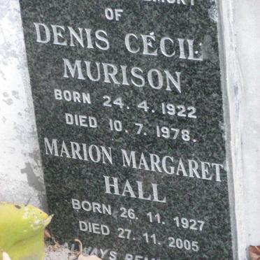 MURISON Denis Cecil 1922-1978 &amp; Marion Margaret HALL 1927-2005