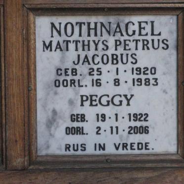 NOTHNAGEL Matthys Petrus Jacobus 1920-1983 &amp; Peggy 1922-2006