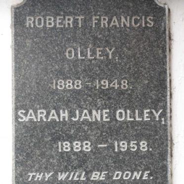 OLLEY Robert Francis 1888-1948 &amp; Sarah Jane 1888-1958