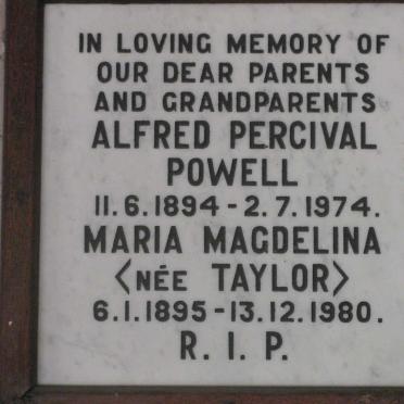 POWELL Alfred Percival 1894-1974 &amp; Maria Magdelina TAYLOR 1895-1980