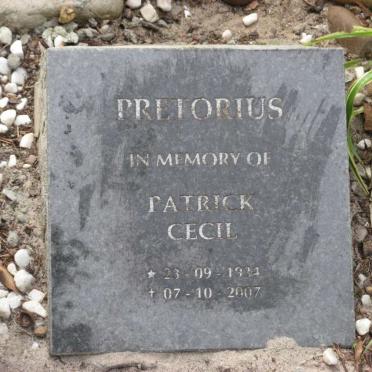 PRETORIUS Patrick Cecil 1934-2007