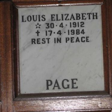 PAGE Louis Elizabeth 1912-1984