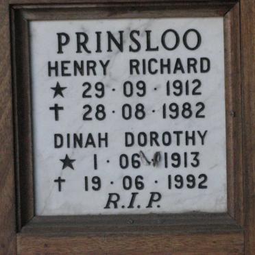 PRINSLOO Henry Richard 1912-1982 &amp; Dinah Dorothy 1913-1992