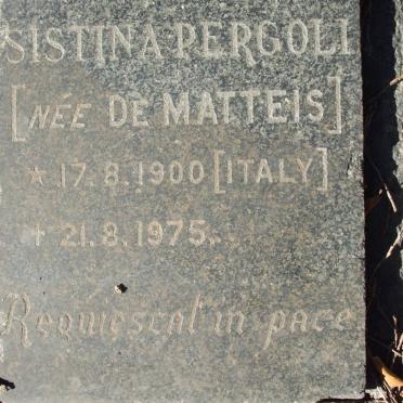 PERGOLI Sistina nee DE MATTEIS 1900-1975