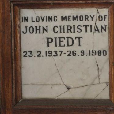 PIEDT John Christian 1937-1980