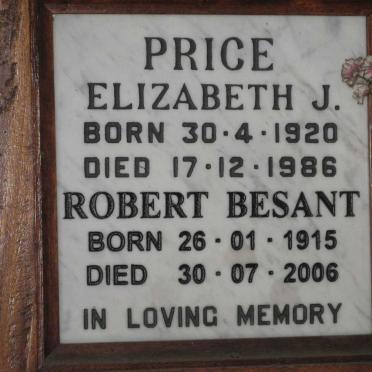 PRICE Robert Besant 1915-2006 &amp; Elizabeth J. 1920-1986