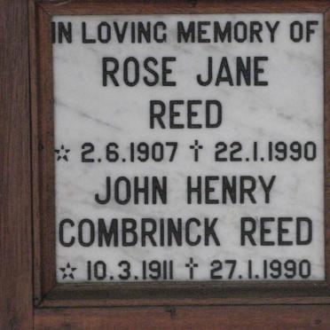 REED John Henry Combrinck 1911-1990 &amp; Rose Jane 1907-1990