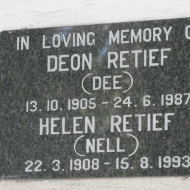 RETIEF Deon 1905-1987 &amp; Helen 1908-1993