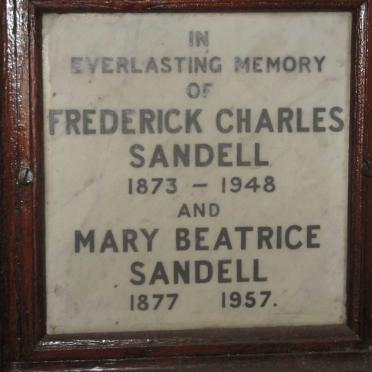 SANDELL Frederick Charles 1873-1948 &amp; Mary Beatrice 1877-1957