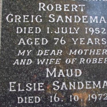 SANDEMAN Robert Creig -1952 &amp; Maud Elsie -1972