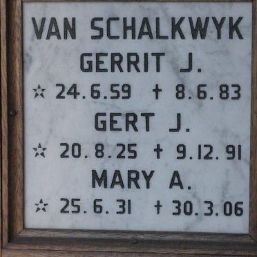 SCHALKWYK Gert J., van 1925-1991 &amp; Mary A. 1931-2006 :: VAN SCHALKWYK Gerrit J. 1959-1983