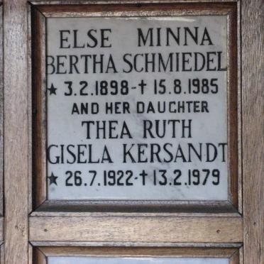 SCHMIEDEL Else Minna Bertha 1898-1985 :: KERSANDT Thea Ruth Gisela 1922-1979