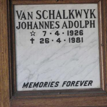 SCHALKWYK Johannes Adolph, van 1926-1981