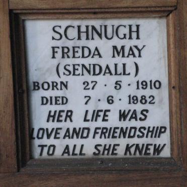 SCHNUGH Freda May nee SENDALL 1910-1982