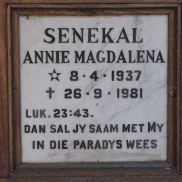 SENEKAL Annie Magdalena 1937-1981
