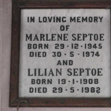 SEPTOE Lilian 1908-1982 :: SEPTOE Marlene 1945-1974