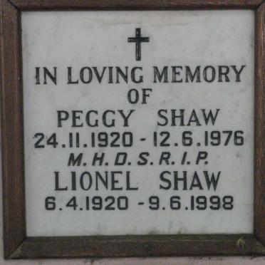 SHAW Lionel 1920-1998 &amp; Peggy 1920-1976