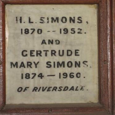 SIMONS H.L. 1870-1952 &amp; Gertrude Mary 1874-1960