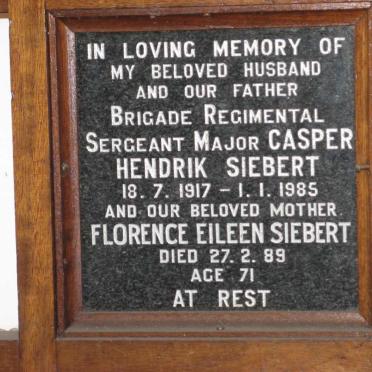 SIEBERT Casper Hendrik 1917-1985 &amp; Florence Eileen -1989