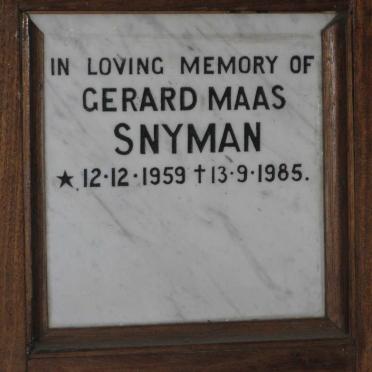 SNYMAN Gerard Maas 1959-1985