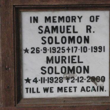 SOLOMON Samuel R. 1925-1991 &amp; Muriel 1928-2000