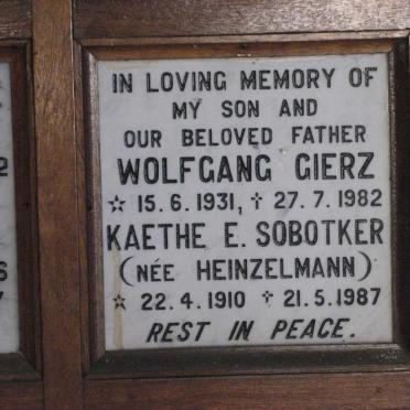 SOBOTKER Kaethe E. nee HEINZELMANN 1910-1987 :: GIERZ Wolfgang 1931-1982