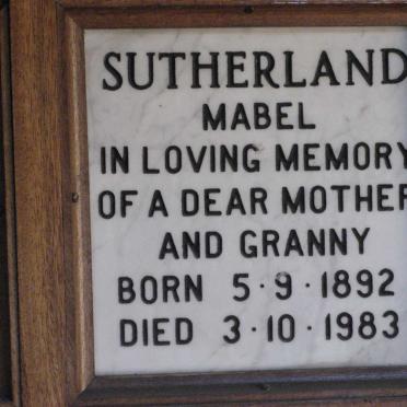 SUTHERLAND Mabel 1892-1983