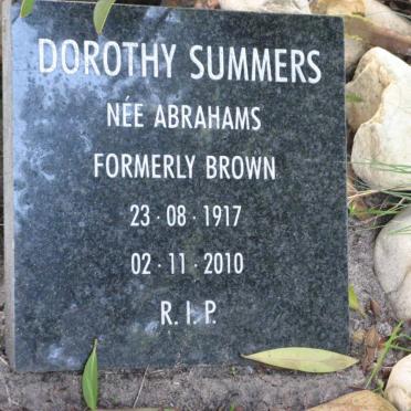 SUMMERS Dorothy formerly BROWN nee ABRAHAMS 1917-2010