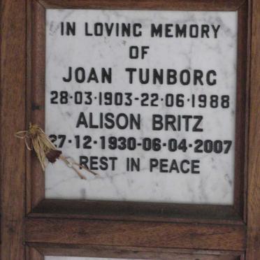 TUNBORG Joan 1903-1988 :: BRITZ Alison 1930-2007