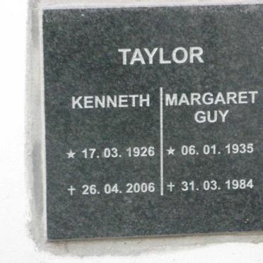 TAYLOR Kenneth 1926-2006 &amp; Margaret Guy 1935-1984