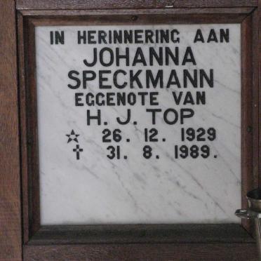 TOP Johanna nee SPECKMAN 1929-1989