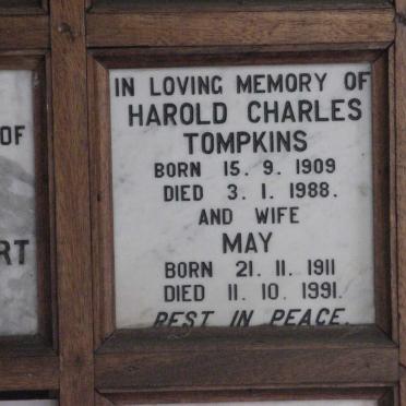 TOMPKINS Harold Charles 1909-1988 &amp; May 1911-1991