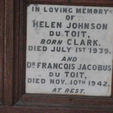 TOIT Francois Jacobus, du -1942 &amp; Helen Johnson CLARK -1939