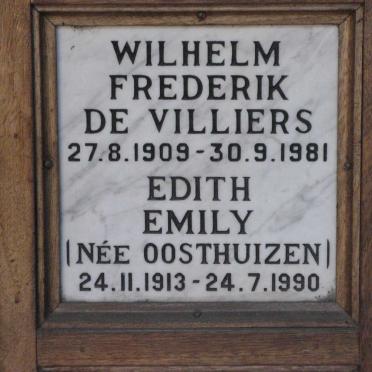 VILLIERS Wilhelm Frederik, de 1909-1981 &amp; Edith Emily OOSTHUIZEN 1913-1990