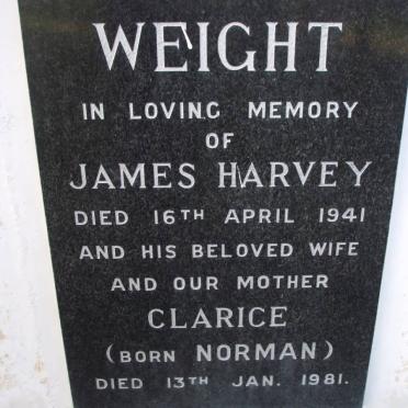 WEIGHT James Harvey -1941 &amp; Clarice NORMAN -1981