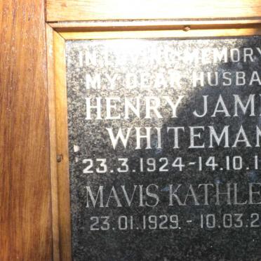 WHITEMAN Henry James 1924-1980 &amp; Mavis Kathleen 1929-2003