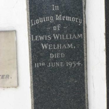WELHAM Lewis William -1954